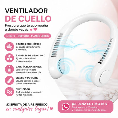 MATA EL CALOR CON VENTILADOR DE CUELLO RECARGABLE